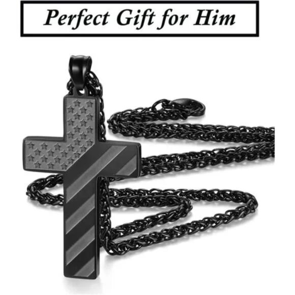 NEW American Flag Cross Necklace Inspirational Religious Gift Ideas - Picture 2 of 5